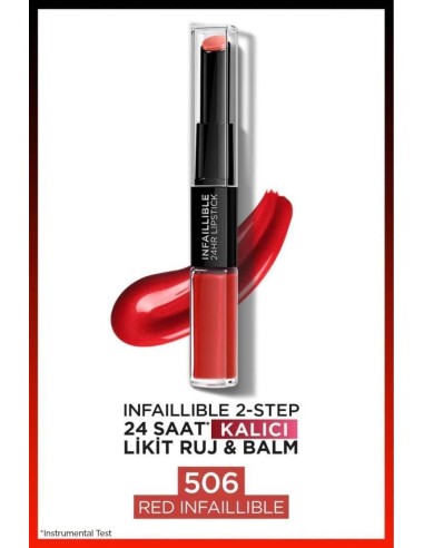 Loreal Paris Infaillible 2-Step 24 Saat Kalıcı Likit Ruj & Balm - 506 Red Infaillible 