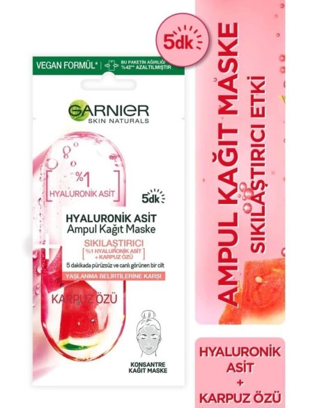 Garnier Hyaluronik Asit Sıkılaştırıcı Ampul Kağıt Yüz Maskesi 15 gr 