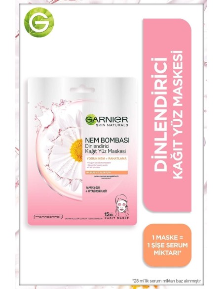 Garnier Nem Bombası Dinlendirici Kağıt Maske 28 gr 