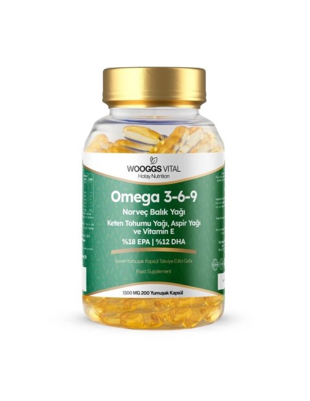 Wooggs Vital Omega 3-6-9 Takviye Edici Gıda 1300mg 200 Yumuşak Kapsül 