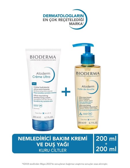 Bioderma Atoderm Cream Ultra 200 ml & Atoderm Shower Oil 200 ml 