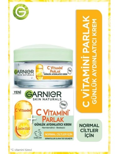 Garnier C Vitamini Parlak Günlük Aydınlatıcı Krem - Normal Ciltler 50 ml 