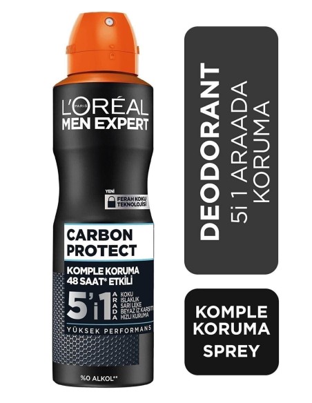 Loreal Paris Men Expert Carbon Protect 5in1 Sprey Deodorant - Komple Koruma - 150 ml 