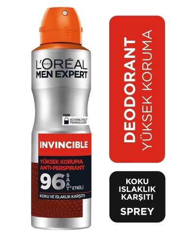 Loreal Paris Men Expert İnvincible 96 Saat Sprey Deodorant - Koku ve Islaklık -  150 ml 