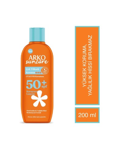 Arko Suncare Spf50 Yüksek Korumalı Vücut Güneş Losyonu 200 ml 