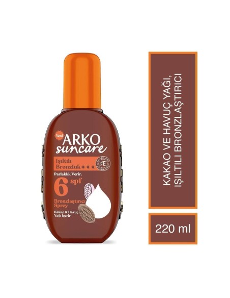 Arko Suncare Spf6 Bronzlaştırıcı Güneş Yağı Sprey 220 ml 