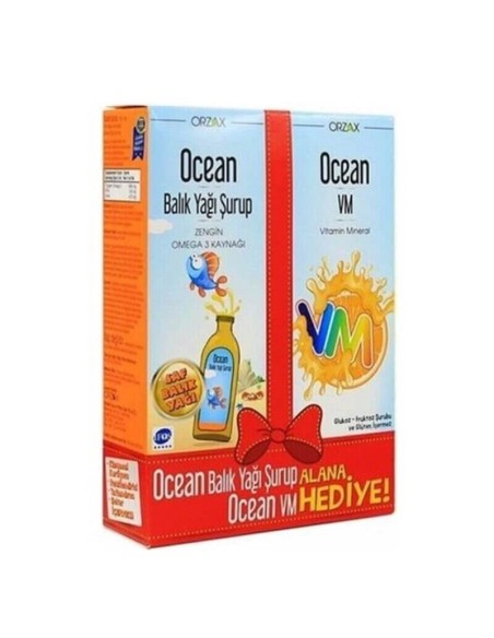 Ocean Orange Portakal Aromalı Balık Yağı Şurup 150ml + Ocean VM Şurup 150ml 