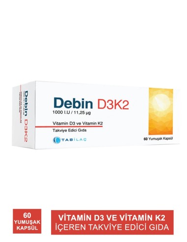 Debin D3K2 Vitamin 60 Yumuşak Kapsül 