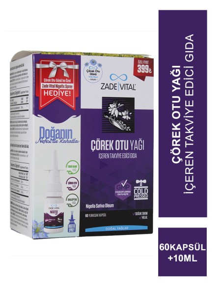 Zade Vital Çörek Otu Yağı 60 Kapsül + Nigefix Sprey 10ml 