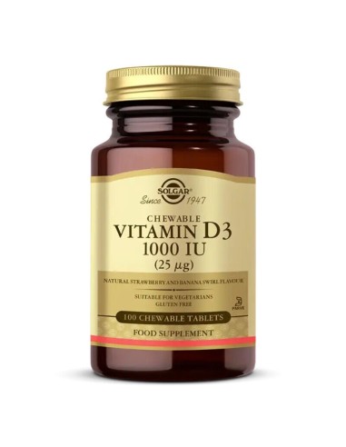 Solgar Chewable Vitamin D3 1000 IU 100 Çiğnenebilir Tablet 