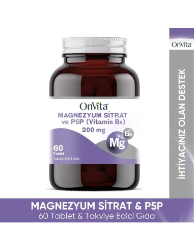 OnVita Magnezyum Sitrat ve P5P 200mg 60 Tablet 