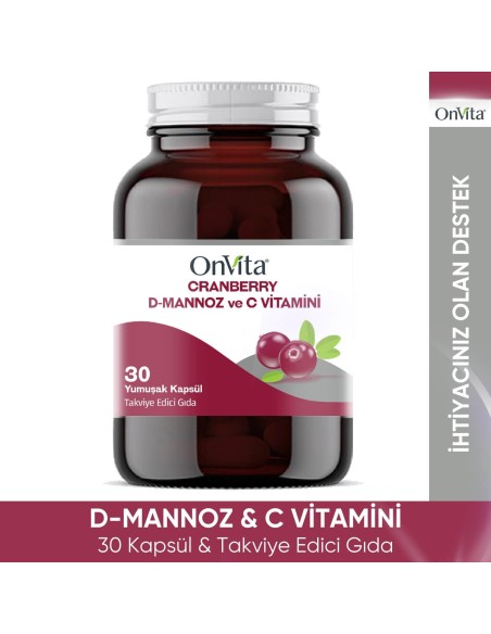 OnVita Cranberry D-Mannoz ve C Vitamini 30 Kapsül 