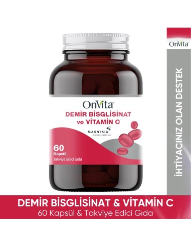 OnVita Demir Bisglisinat & Vitamin C 60 Kapsül 