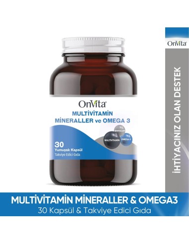 OnVita Multivitamin Mineraller ve Omega 3 30 Kapsül 