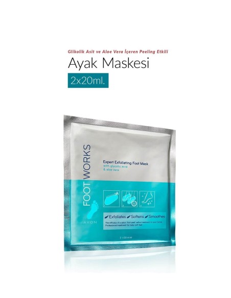 Avon Footworks Peeling Etkili Ayak Maskesi 2x20ml 