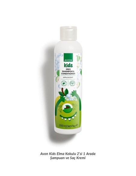 Avon Kids Elma Kokulu 2'si 1 Arada Şampuan ve Saç Kremi 200ml 