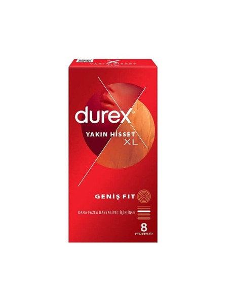 Durex Yakın Hisset XL Geniş Fit 8 Adet Prezervatif 