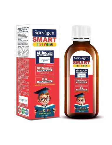 Sorvagen Smart Kids Sıvı Form - Sitikolin DHA Omega 3 Norveç Balık Yağı ve B12 - 150 ml 