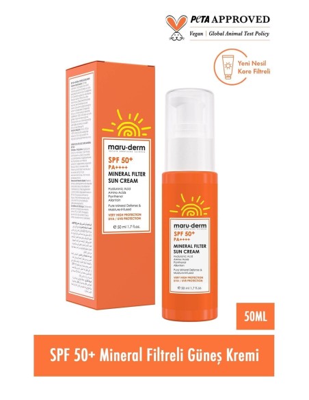 Maruderm Spf 50+ %100 Mineral Filtre Güneş Kremi 50 ml 