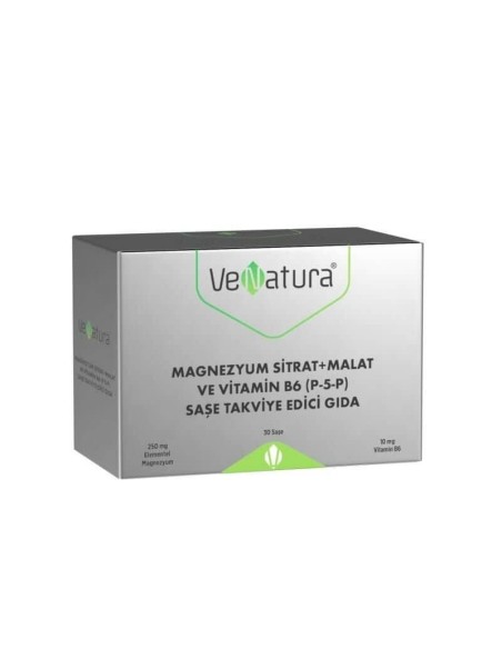 Venatura Magnezyum Sitrat+Malat ve Vitamin B6 (P5P) 30 Saşe 