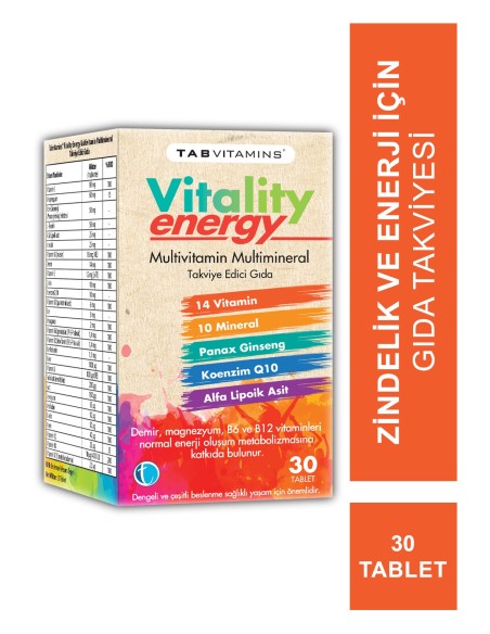 Tab İlaç Vitamins Vitality Energy 30 Tablet 