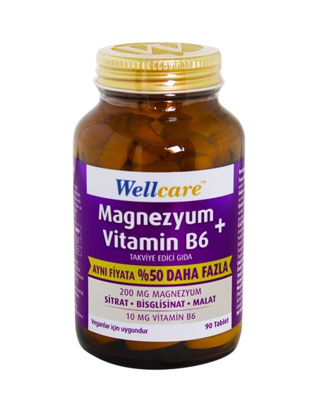 Wellcare Magnezyum B6 Vitamini 90 Tablet | Aynı Fiyata %50 Daha Fazla 