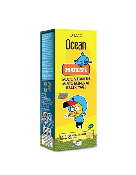 Ocean Multi Şurup Balık Yağı Kral Şakir Bal ve Portakal Aromalı 150 ml