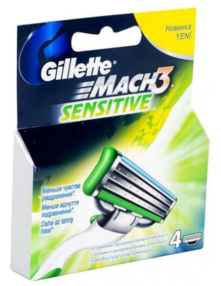 Gillette Mach 3 Turbo Sensitive Hassas Ciltler için 4 Adet Tıraş Bıçağı