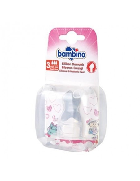 Bambino Silikon Damaklı Biberon Emziği No 3 T-155