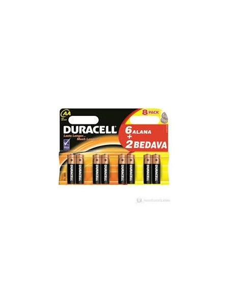 Duracell Alkalin AA Kalem Pil 6+2 Ekonomik Paket