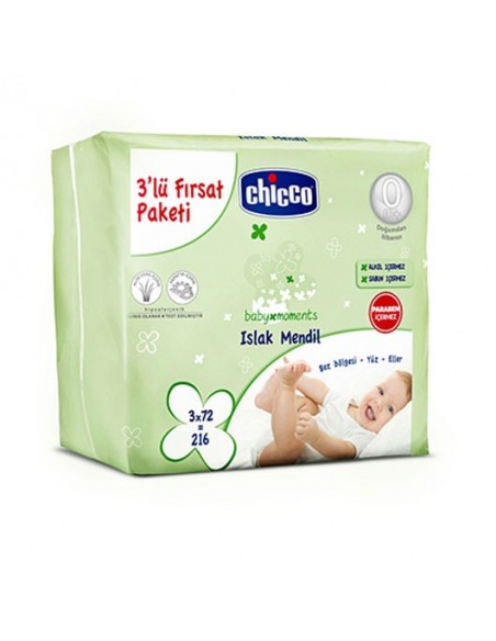 Chicco 3'lü Paket Islak Mendil 72 li