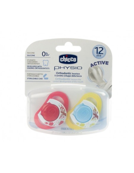 Chicco Physioring Silikon Emzik 2 li Sarı ve Kırmızı 12 Ay+