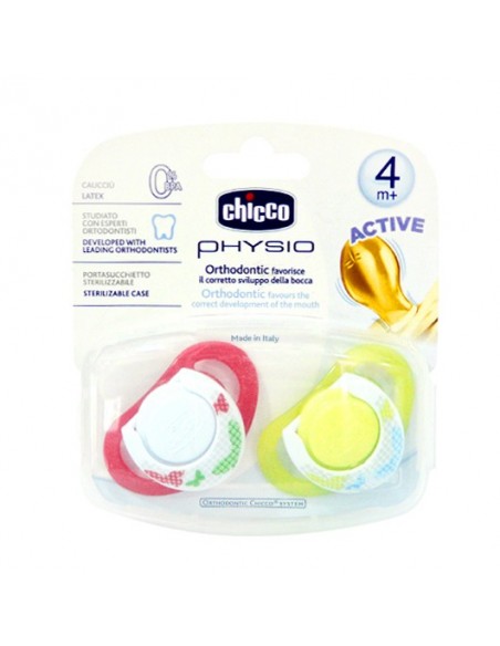 Chicco Physioring Silikon Emzik 2 li Sarı-Kırmızı 4 M+