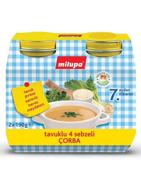 Milupa Kavanoz Maması Tavuklu 4 Sebzeli Çorba 2x190 gr