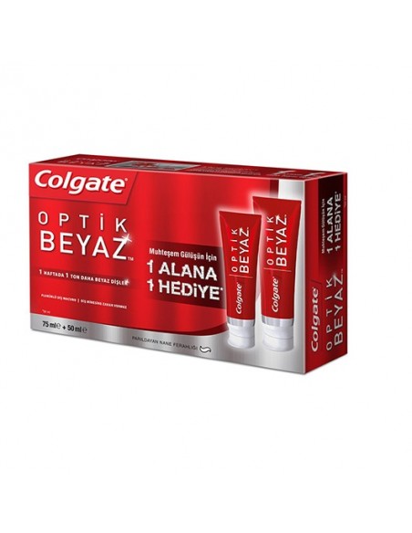 Colgate Optik Beyaz Diş Macunu 75 ml+50 ml 2 Li Fırsat Paketi