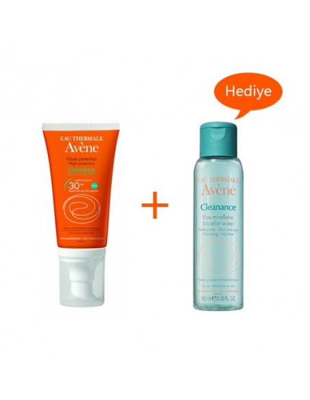 Avene Cleanance Solaire SPF 30 50 ml + Avene Cleanance Cleansing Water 100 ml Hediye