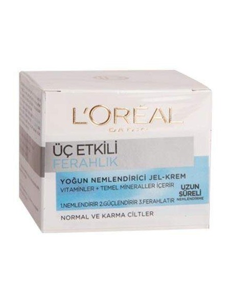 Loreal Paris Üç Etkili Ferahlık Yoğun Nemlendirici Jel-Krem Normal ve Karma Ciltler 50ml