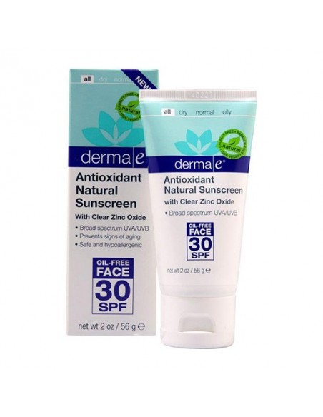 Derma E SPF 30 Antioxidant Natural Sunscreen Oil Free Face Lotion 56 ml Antioksidan İçerikli Doğal Güneş Koruyucu