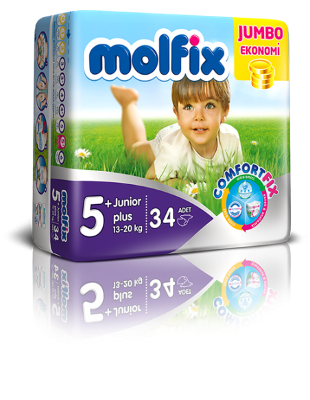 Molfix Jumbo Paket Junior Plus 5+ Beden 34 Adet Bebek Bezi