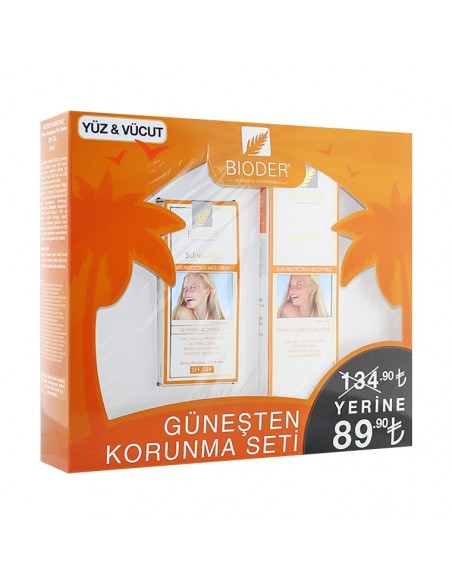 Bioder Suncare SPF 50+ Güneş Koruyucu Yüz Kremi 50 ml + SPF 50+ Vücut Sütü 180 ml