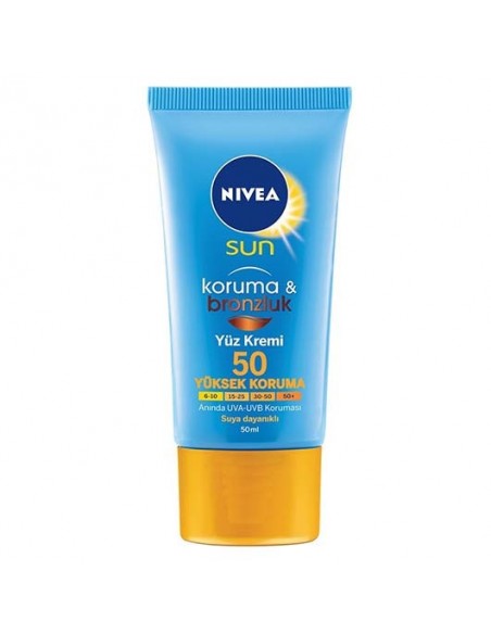 Nivea Sun SPF 50+ 50 ml Koruma & Bronzluk Yüz Kremi