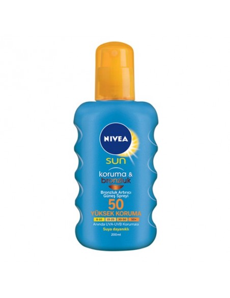 Nivea Sun SPF 50+ 200 ml Koruma & Bronzluk Arttırıcı Güneş Spreyi