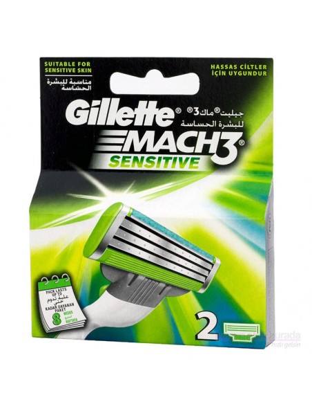 Gillette Tıraş Bıçağı Mach-3 Sensitive 2 Li Başlık