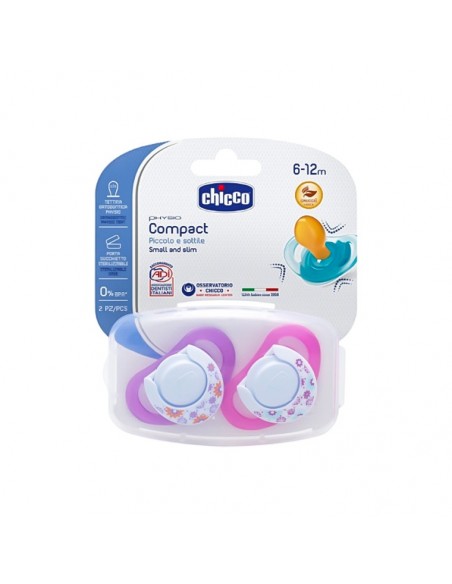 Chicco Physio Compact Küçük ve İnce Kauçuk Emzik 6-12 Ay 2'li