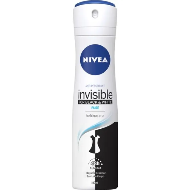 Nivea Invisible for Black White Deodorant (Pure) 150 ml