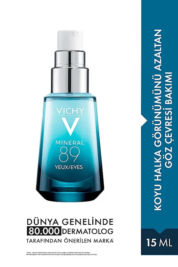 Vichy Mineral 89 Göz Kremi Hyalüronik Asit ve Saf Kafein ile Göz Çevresi Bakımı 15 ml