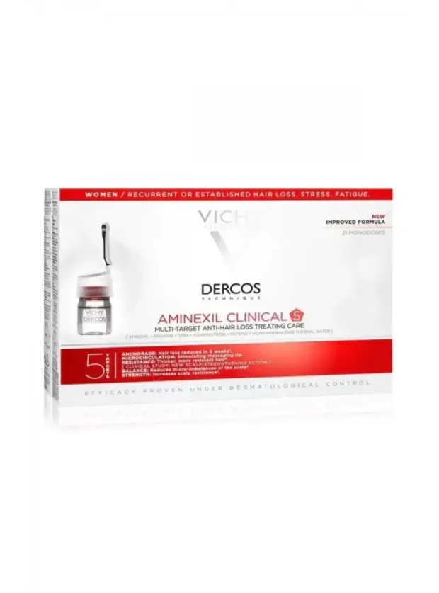 Vichy Dercos Aminexil Clinical 5 21x6ml - Kadınlar için Saç Dökülmesine Karşıtı Güçlendirici Serum