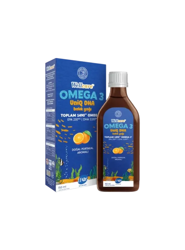 Wellcare UniQ DHA Omega 3 Doğal Portakal Aromalı Balık Yağı 150 ml