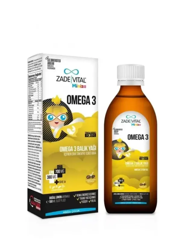 Zade Vital Miniza Omega 3 Balık Yağı Limon Aromalı 150 ml