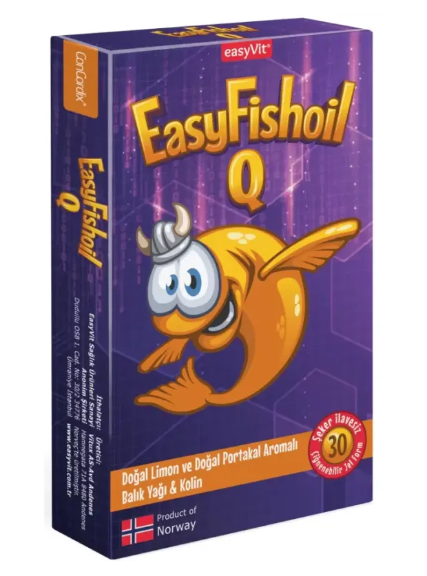 EasyFishoil Q Omega&Kolin Kids 30 Çiğnenebilir Jel Tablet